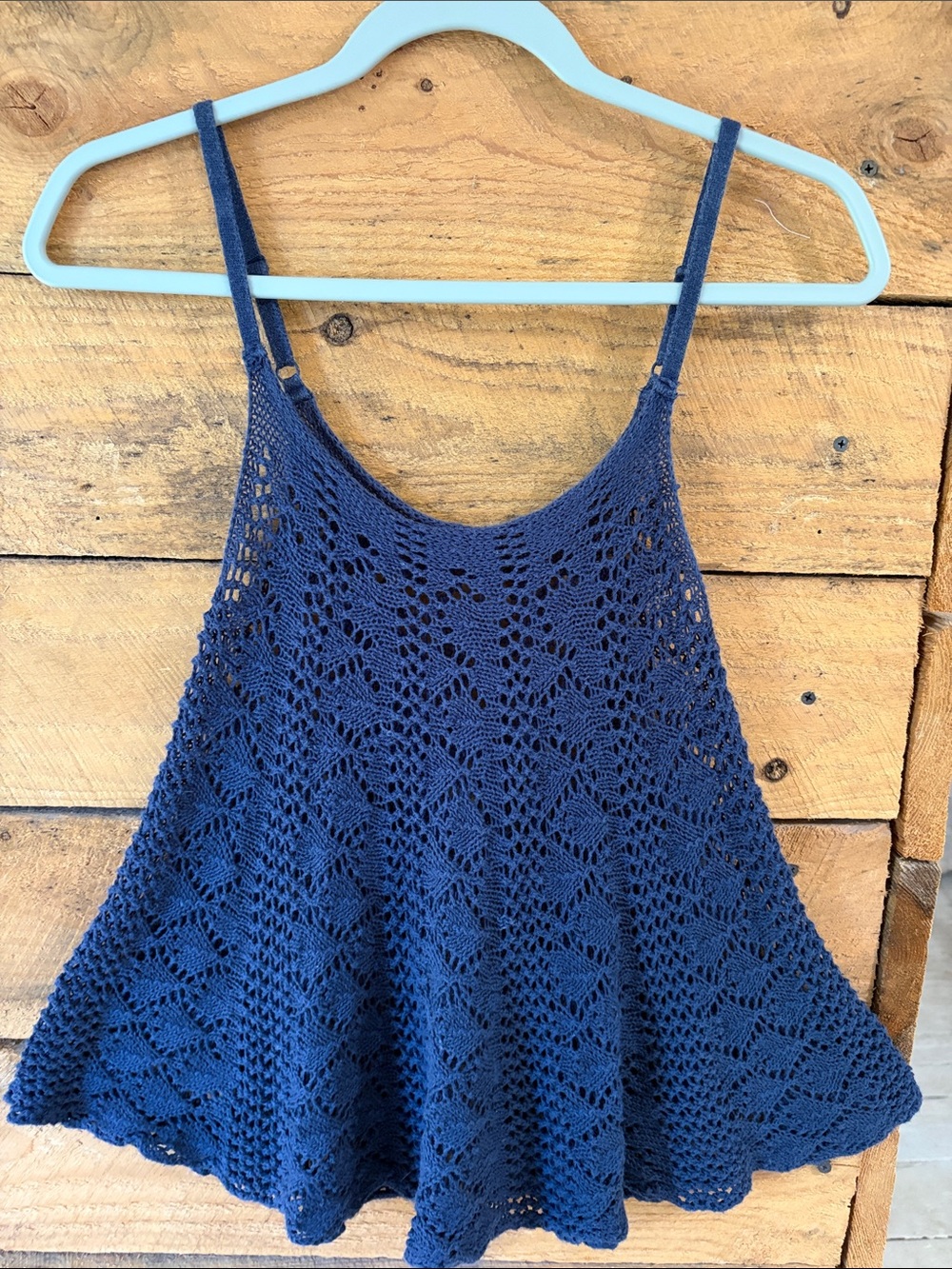 Navy Crochet Tank Top - Women's Knit Cami